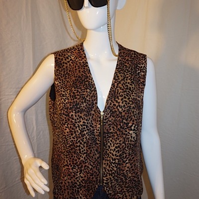 Vintage nicole leopard zip-up vest,  size  xl