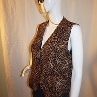 Vintage Nicole Leopard Zip-up Vest,  Size  XL - Thumbnail 2