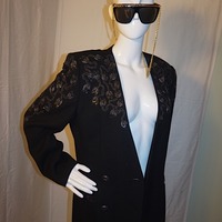 Vintage John Meyer Black Sequins Blazer, Size  M-L - Thumbnail 1
