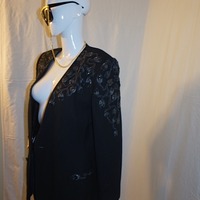 Vintage John Meyer Black Sequins Blazer, Size  M-L - Thumbnail 2
