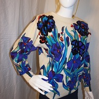 Vintage Spree Cream Floral Sweater, S-M - Thumbnail 1