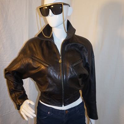 Vintage romedeno black leather jacket, size s