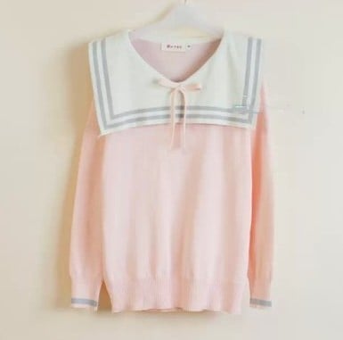 Japanese cute navy collar bowknot sweater 