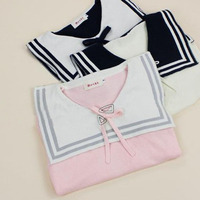 Japanese cute navy collar bowknot sweater  - Thumbnail 1