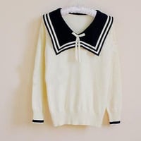 Japanese cute navy collar bowknot sweater  - Thumbnail 3