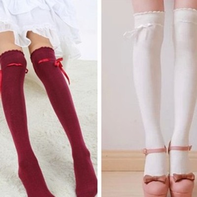 Japanese sweet lace bowknot stockings 