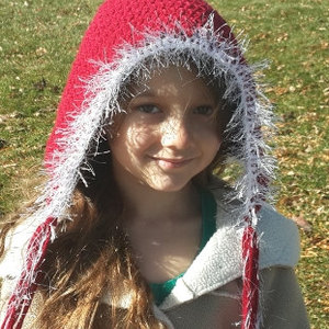 Child Red Pixie Hat, Gnome Hat, Sizes 3yrs - 12yrs You choose color, Great gift FREE SHIPPING - Thumbnail 1