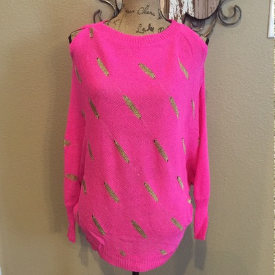 Pink Dolman Sleeve Knit Sweater