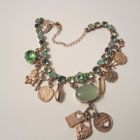 NEW Emerald Green Swarovski Charm Necklace Import by Tsarina Jewelry - Thumbnail 1