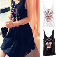 Skull Print Vest - Thumbnail 1