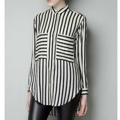 Black and white striped blouse