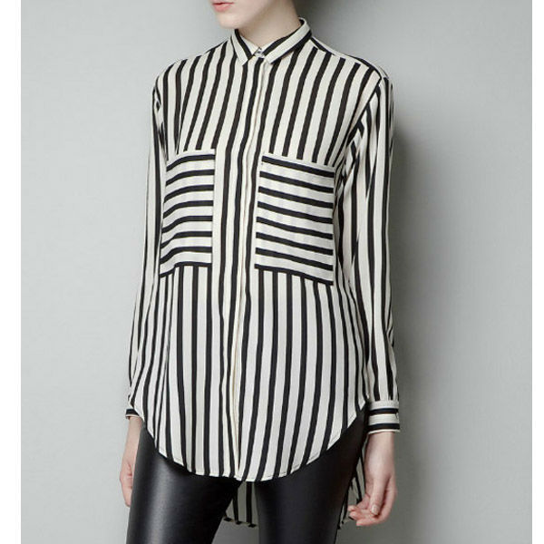 Black and White Striped Blouse