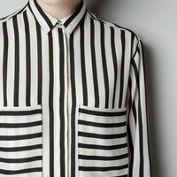 Black and White Striped Blouse - Thumbnail 2