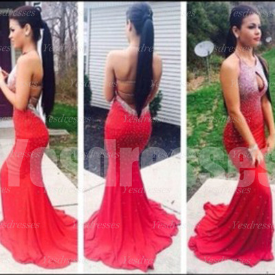 Sexy prom dress, long prom dress, backless prom dress, mermaid prom dress, red prom dress, cheap prom dress, PD15068