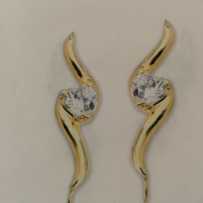 S swirl w/large heart cz