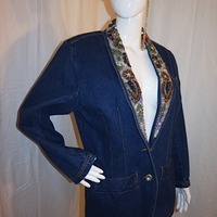 Vintage I.B. Diffusion Jean Blazer w/ Jewels, Size L - Thumbnail 1