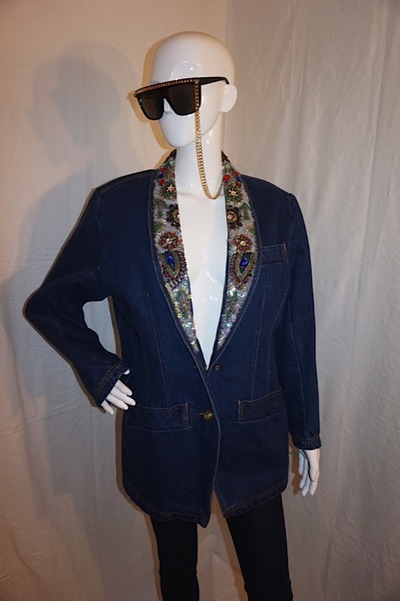 Vintage i.b. diffusion jean blazer w/ jewels, size l