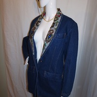 Vintage I.B. Diffusion Jean Blazer w/ Jewels, Size L - Thumbnail 3
