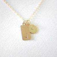 Tag and dot necklace, dainty gold filled jewelry - Thumbnail 1
