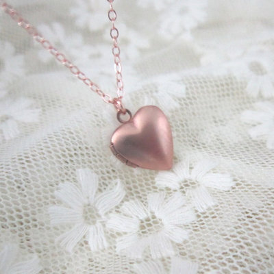 Little heart locket on rose gold filled chain 