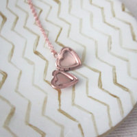 Little heart locket on rose gold filled chain  - Thumbnail 3