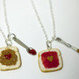Kawaii Cute Miniature Food Necklaces - BFF Peanut Butter Jelly Heart Necklace Set with Knife and Spoon Best Friend Forever with Silver Plated Chain-3