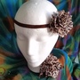 Leopard print flower headband w/ matching hair clip-1