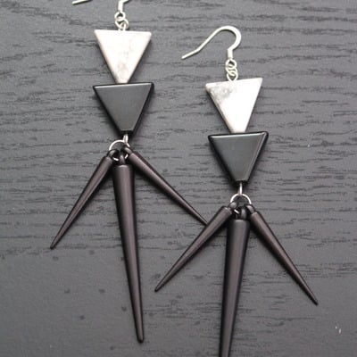Duo tri-edge tribal earrings