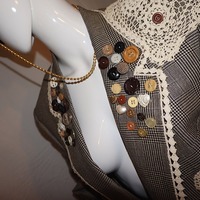 Vintage Sliver Thimble Cream Button Blazer, Size L - Thumbnail 3