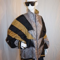 Vintage Venezia Black/Gold Bomber, Size 3X - Thumbnail 1