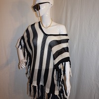 Vintage Mechant Black/White Throw Over, Size M-L - Thumbnail 2