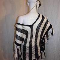 Vintage Mechant Black/White Throw Over, Size M-L - Thumbnail 3