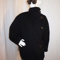 Vintage J.G. Hook Black Pea Coat, 1X - Thumbnail 1