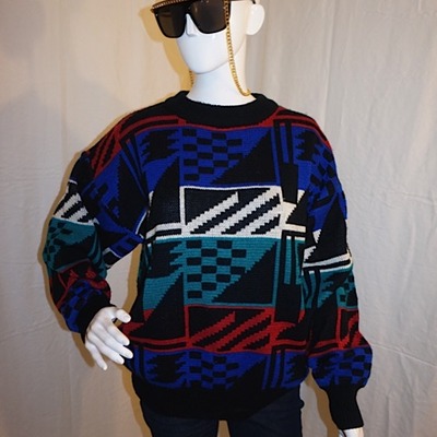 Vintage oakton black colorful sweater, size m