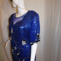 Vintage Royal Feelings Blue Sequins Top, Size XL - Thumbnail 3