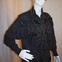 Vintage Escada Dark Gray L/S Top, Size 1X - Thumbnail 1