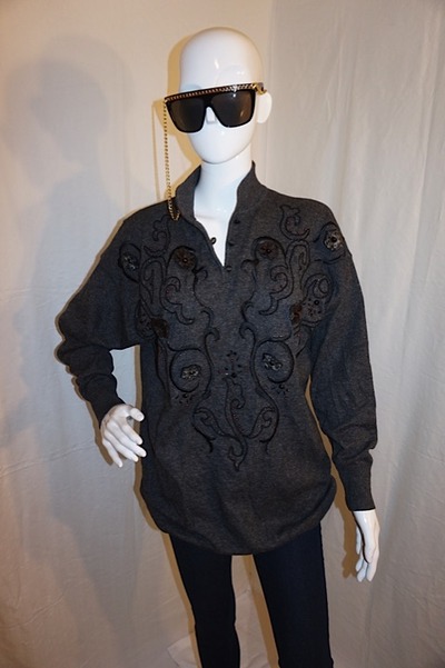 Vintage escada dark gray l/s top, size 1x