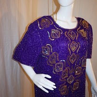 Vintage Exotica Purple/Gold Sequins Top, Size 1X - Thumbnail 1