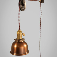 Vintage French Industrial Pulley Lamp - Petit - Thumbnail 1