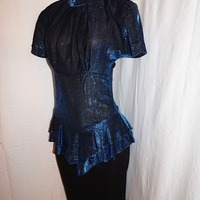 Vintage Diamond Run Blue/Black Shiny Dress, Size S - Thumbnail 2