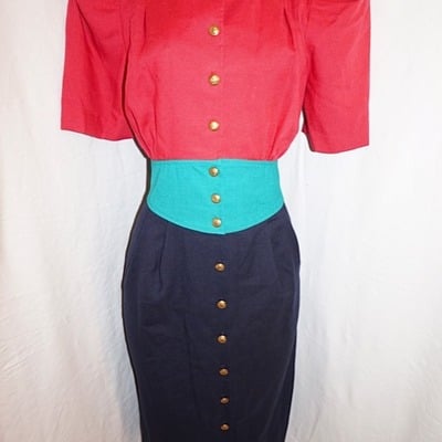 Vintage leslie fay muticolor dress, m