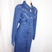 Vintage Carolina Bay Jean Blue Dress, Size 2X - Thumbnail 1