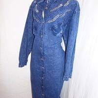 Vintage Carolina Bay Jean Blue Dress, Size 2X - Thumbnail 2