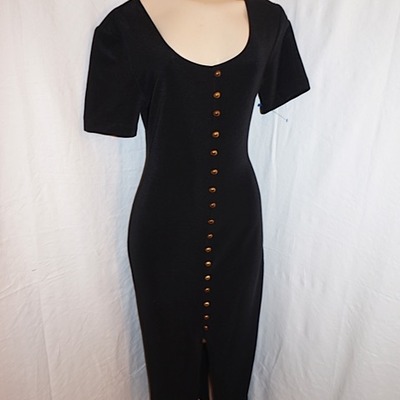 Vintage dawn joy black/gold button dress, size m