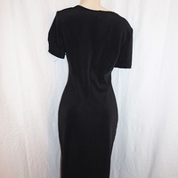 Vintage Dawn Joy Black/Gold Button Dress, Size M - Thumbnail 3