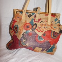 Vintage Tan Cloth Elephant Purse w/ Wallet - Thumbnail 4