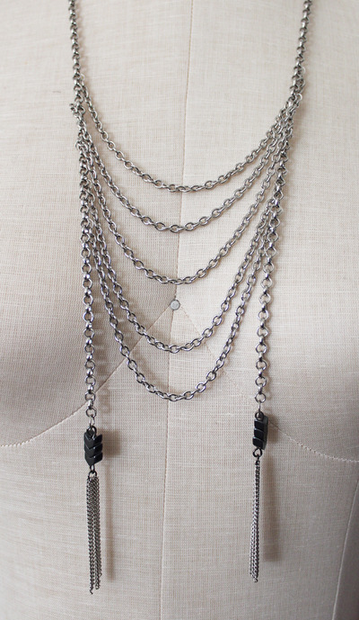 Layered Chevron Tassel Necklace