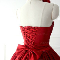 red prom dress, short prom dress, cheap prom dress, junior prom dress, red bridesmaid dress, BD14104 - Thumbnail 1