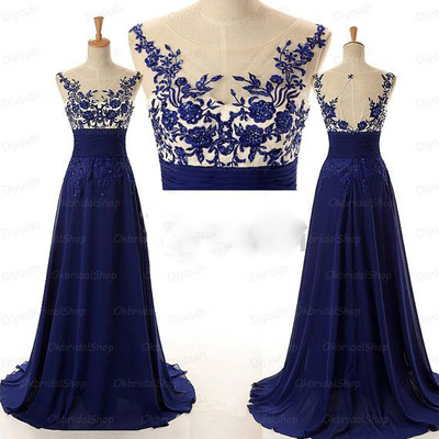 Blue prom dress, long prom dress, cheap prom dress, 2018 prom dresses, lace prom dress, bd14106