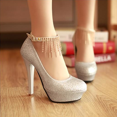 Rhinestone Ankle Strap Ultra High Heels (More Colors)
